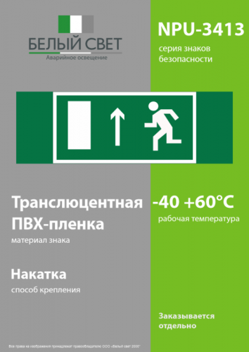 Знак безопасности NPU-3413.E12 "Напр. к эвакуационному выходу прямо (лев.)" Белый свет a16523 фото 3