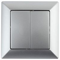 Выключатель 2-кл. СП Solo 4-104-03 10А 250В IP20 алюм. Intro Б0053587