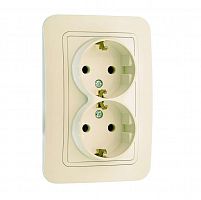Розетка 2-м СП Lillium 16А IP20 с заземл. крем./крем. Makel 70282