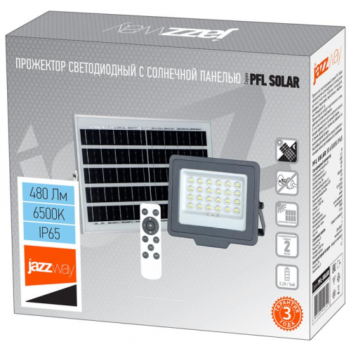 Прожектор светодиодный PFL SOLAR 50 6500К IP65 ДО с солнечн. панелью и пультом в компл. JazzWay 5044395 фото 7