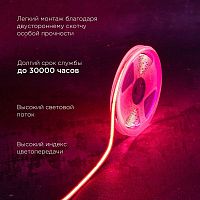 Лента светодиодная 24В COB 8Вт/м 320 LED/м красн. 8мм IP20 (уп.5м) Rexant 147-114