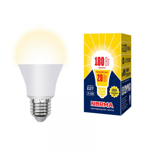 Лампа светодиодная LED-A65-20W/WW/E27/FR/NR Norma 20Вт матовая E27 (упак. картон) Volpe UL-00004030 Лампа светодиодная LED-A65-20W/WW/E27/FR/NR Norma 20Вт матовая E27 (упак. картон) Volpe UL-00004030