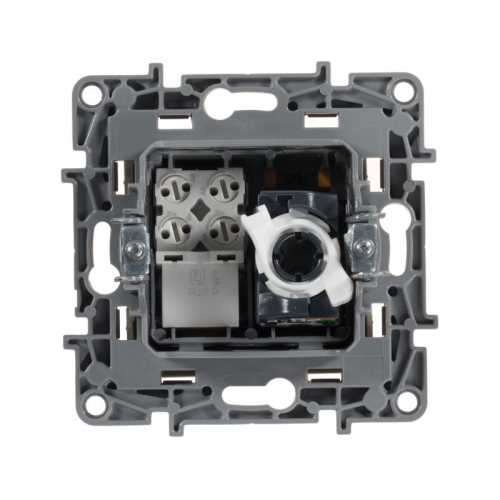 Розетка компьютерная + телефонная 2-м СП Etika RJ45 + RJ11 кат.5E UTP механизм сл. кость IEK 672352 фото 5