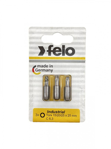 Бита TX15/TX20/TX25 25мм Industrial (блист.3шт) FELO 02693316 Бита TX15/TX20/TX25 25мм Industrial (блист.3шт) FELO 02693316