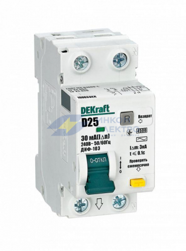Выключатель автоматический дифференциального тока АВДТ 1Р+N 25А 30мА тип AC х-ка D ДИФ-103 4.5кА Sche 16063DEK