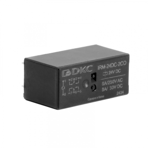Реле миниатюрное низкопрофильное 2CO ком. ток 8А AgSnO2 напряжение 110В DC DKC IRM-110DC-2CO