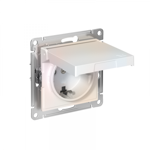 Розетка AtlasDesign 16А IP20 с заземл. защ. шторки с крышкой быстрозажим. клем. механизм жемчуж. SE ATN000446S