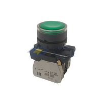 Кнопка КМЕ4611мЛ-24В-зеленый-1но+1нз-цилиндр-индикатор-IP65 КЭАЗ 291156