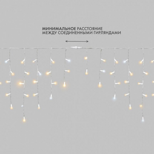 Гирлянда светодиодная "Айсикл" (бахрома) 4х0.6м 128LED тепл. бел. 10Вт 230В IP67 эффект мерцания провод каучук бел. (нужен шнур питания 315-001) Neon-Night 255-356 фото 2 Гирлянда светодиодная "Айсикл" (бахрома) 4х0.6м 128LED тепл. бел. 10Вт 230В IP67 эффект мерцания провод каучук бел. (нужен шнур питания 315-001) Neon-Night 255-356 фото 2