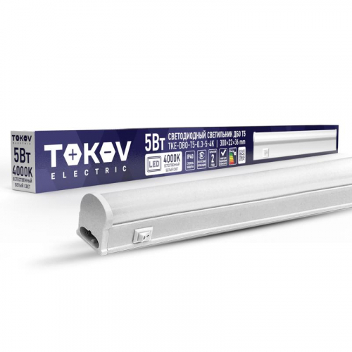 Светильник светодиодный ДБО Т5 5Вт 4К IP40 TOKOV ELECTRIC TKE-DBO-T5-0.3-5-4K