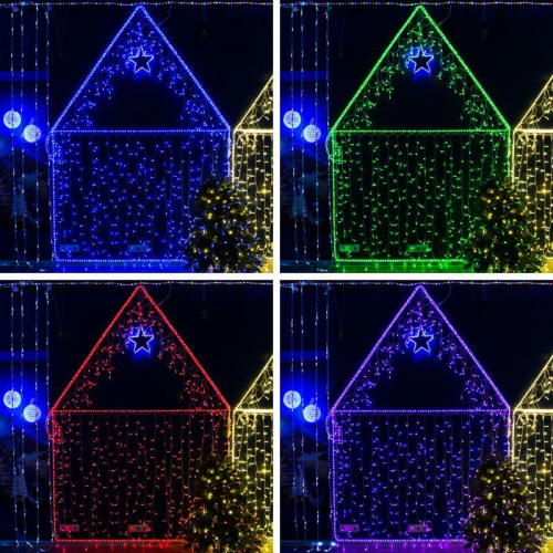 Гирлянда светодиодная "Светодиодный Дождь" 2х1.5м 300LED мультиколор RGB 30Вт 230В IP65 провод прозр. (свечение с динамикой при приобретении контроллера) Neon-Night 245-309 фото 7 Гирлянда светодиодная "Светодиодный Дождь" 2х1.5м 300LED мультиколор RGB 30Вт 230В IP65 провод прозр. (свечение с динамикой при приобретении контроллера) Neon-Night 245-309 фото 7