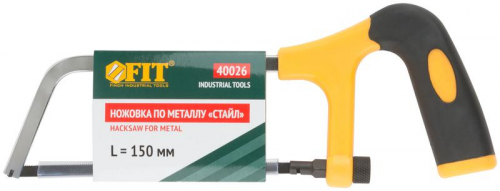 Ножовка по металлу мини 150мм ручка пластик. прорезиненная FIT 40026 фото 3