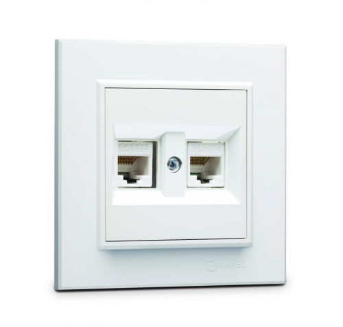 Розетка компьютерная двойн. СП Karea 16А IP20 CAT 5 бел. Makel 56001036 Розетка компьютерная двойн. СП Karea 16А IP20 CAT 5 бел. Makel 56001036