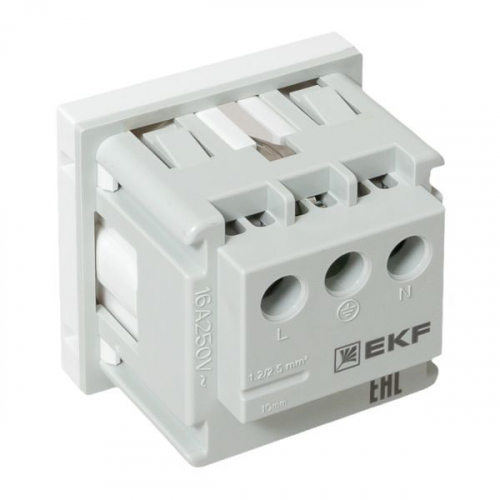 Розетка 1-м 2мод. C-Line РКС-20-30-П 45х45 с заземл. бел. EKF E2MR16-028-10 фото 7