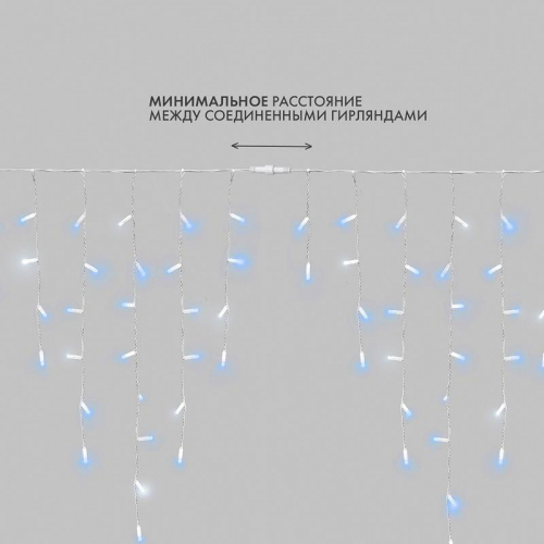 Гирлянда светодиодная "Айсикл" (бахрома) 5.6x0.9м 240LED син. 230В P67 эффект мерцания провод каучук бел. 2.3мм I нужен шнур 315-001 Neon-Night 255-263 фото 2