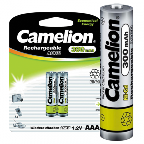 Аккумулятор AAA/R03 300мА.ч NI-CD BL-2 металлик (блист.2шт) Camelion 3144