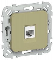 Розетка компьютерная СП FLITE РК5е-1-0-ФлО RJ45 кат.5E UTP механизм олив. IEK FI-K12-1-K26