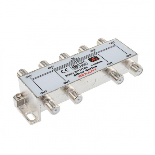 Делитель ТВх8 + 9шт F 5-1000 МГц (Silver) box (уп.5шт) Rexant 05-6105 Делитель ТВх8 + 9шт F 5-1000 МГц (Silver) box (уп.5шт) Rexant 05-6105