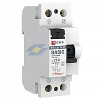 Выключатель дифференциального тока (УЗО) 2п 25А 30мА тип AC Basic электрон.EKF elcb-2-25-30e-sim