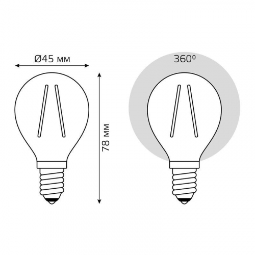 Лампа светодиодная филаментная Basic Filament 3.8Вт Шар 2400К Е14 350лм golden GAUSS 1057154 фото 6 Лампа светодиодная филаментная Basic Filament 3.8Вт Шар 2400К Е14 350лм golden GAUSS 1057154 фото 6