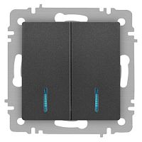 Выключатель 2-кл. СП Accent 6-105-07 10А IP20 250В с подсветкой AL/CU графит Intro Б0063521