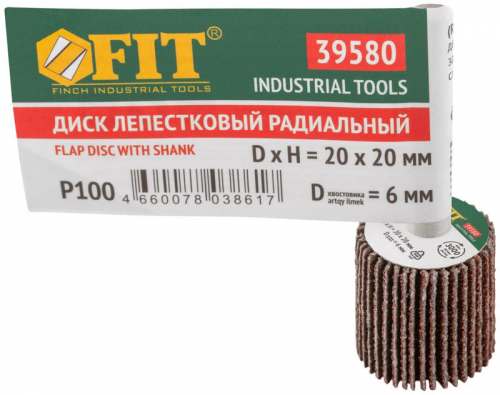 Диск лепестковый для дрели радиальный 20х20х6мм Р100 FIT 39580 фото 3 Диск лепестковый для дрели радиальный 20х20х6мм Р100 FIT 39580 фото 3