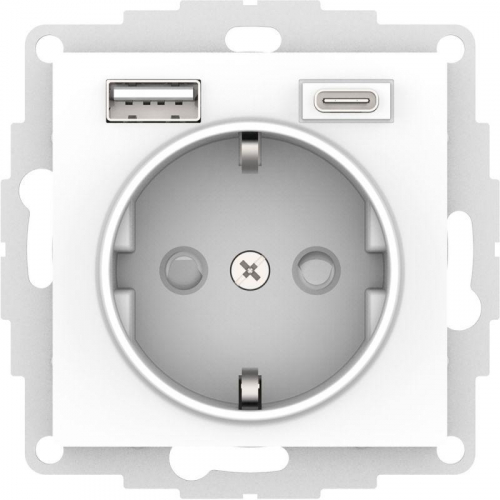 Розетка AtlasDesign 16А с 2-мя заряд. устройствами USB тип A+C 5В/2.4А/3.0А 2х5В/1.5А механизм лотос SE ATN001332 Розетка AtlasDesign 16А с 2-мя заряд. устройствами USB тип A+C 5В/2.4А/3.0А 2х5В/1.5А механизм лотос SE ATN001332