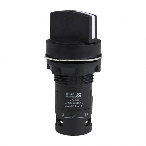 Переключатель 2 положения OptiSignal Compact D22 С7-S-220 черн. 2НО XB7ND23 КЭАЗ 362134