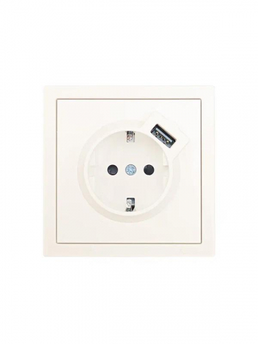 Розетка 1-мест. с/з+USB разъем СП ZIMA IP20 слон. кость LEZARD 704-9088-181 фото 3 Розетка 1-мест. с/з+USB разъем СП ZIMA IP20 слон. кость LEZARD 704-9088-181 фото 3
