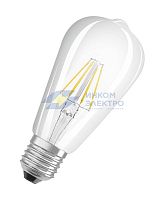 Лампа светодиодная филаментная PARATHOM CL Edison FIL 40 non-dim 4W/827 4Вт 2700К тепл. бел. E27 470лм ST64 угол пучка 300град. 220-240В (замена 40Вт) прозр. стекло OSRAM 4058075590632