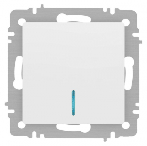 Выключатель 1-кл. СП Accent 6-102-01М 10А IP20 250В с подсветкой AL/CU бел. матов. Intro Б0063466