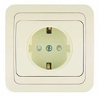 Розетка 1-м СП Mimoza 16А IP20 с заземл. защ. шторки крем./крем. Makel 25058