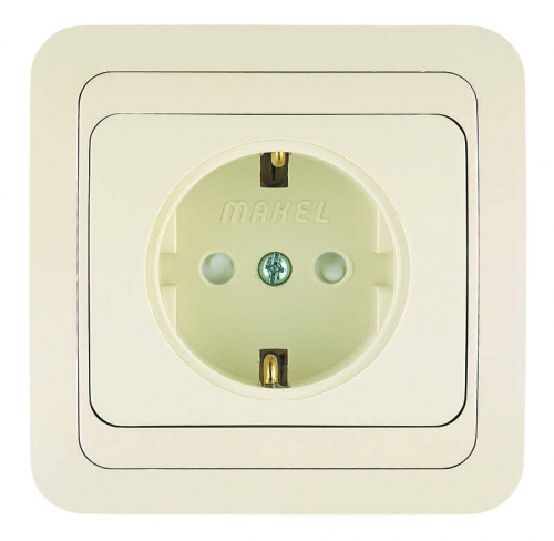 Розетка 1-м СП Mimoza 16А IP20 с заземл. защ. шторки крем./крем. Makel 25058 Розетка 1-м СП Mimoza 16А IP20 с заземл. защ. шторки крем./крем. Makel 25058