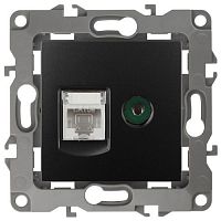 Розетка компьютерная + телевизионная Эра12 12-3110-05 RJ45 + TV IP20 антрацит Эра Б0027445