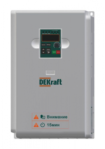 Преобразователь частоты DEKV060-11/15кВт 3 фазы 380В с торм. модулем DEKraft DEKV060G011P015T4B Преобразователь частоты DEKV060-11/15кВт 3 фазы 380В с торм. модулем DEKraft DEKV060G011P015T4B