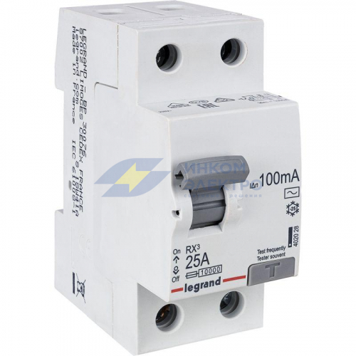 Выключатель дифференциального тока (УЗО) 2п 25А 100мА тип AC RX3 Leg 402028 фото 3