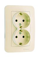 Розетка 2-м СП Lillium N 10А с заземл. крем. Makel 55282