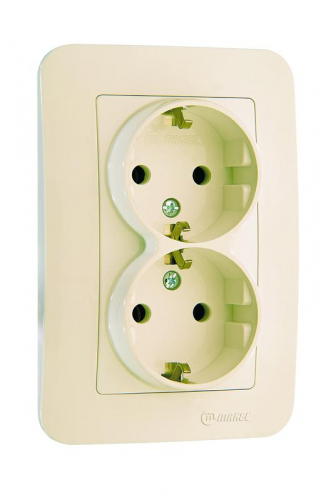 Розетка 2-м СП Lillium N 10А с заземл. крем. Makel 55282 Розетка 2-м СП Lillium N 10А с заземл. крем. Makel 55282
