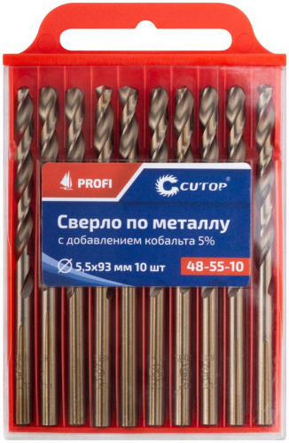 Набор сверл по металлу ПРОФИ/Profi 5.5х93мм с кобальтом 5% (уп.10шт) Cutop 48-55-10 фото 3 Набор сверл по металлу ПРОФИ/Profi 5.5х93мм с кобальтом 5% (уп.10шт) Cutop 48-55-10 фото 3