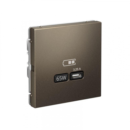 Розетка USB ArtGallery тип C 65Вт QC PD высокоскор. ЗУ механизм мокко SE GAL000627 фото 5
