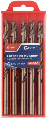 Набор сверл по металлу ПРОФИ/Profi 8х117мм с кобальтом 5% (уп.5шт) Cutop 48-80-5 фото 3