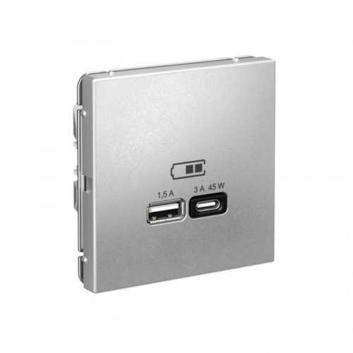 Розетка USB ArtGallery тип A+C 45Вт QC PD высокоскор. ЗУ механизм алюм. SE GAL000329 фото 5 Розетка USB ArtGallery тип A+C 45Вт QC PD высокоскор. ЗУ механизм алюм. SE GAL000329 фото 5