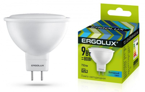 Лампа светодиодная LED-JCDR-9W-GU5.3-4K 9Вт JCDR рефлектор 4500К бел. GU5.3 180-240В Ergolux 13625