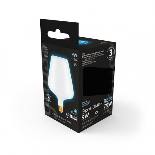 Лампа светодиодная филаментная Black Filament 9Вт V160 матовая 4100К нейтр. бел. E27 890лм GAUSS 1016802209 фото 5 Лампа светодиодная филаментная Black Filament 9Вт V160 матовая 4100К нейтр. бел. E27 890лм GAUSS 1016802209 фото 5