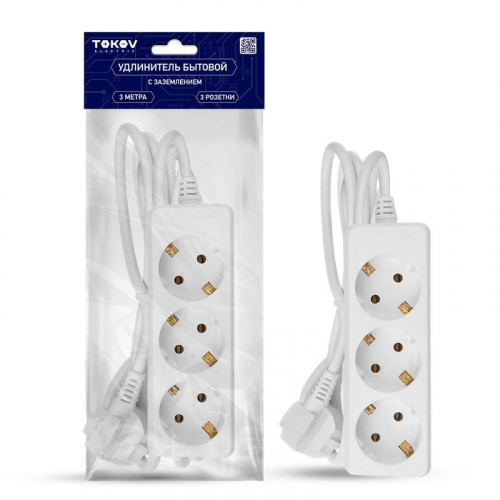 Удлинитель 3х3м с заземл. 10А 3х0.75 TOKOV ELECTRIC TKE-C01-BU3-3-075-Z Удлинитель 3х3м с заземл. 10А 3х0.75 TOKOV ELECTRIC TKE-C01-BU3-3-075-Z