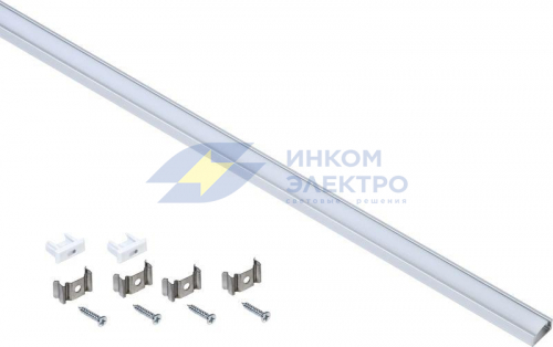 Профиль алюминиевый для LED ленты 1607 накладной прямоуг. опал (дл.2м) компл. аксессуров IEK LSADD1607-SET1-2-N1-1-08