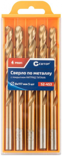 Набор сверл по металлу ПРОФИ/Profi 8х117мм с титан. покрытием (уп.5шт) Cutop 52-453 фото 3 Набор сверл по металлу ПРОФИ/Profi 8х117мм с титан. покрытием (уп.5шт) Cutop 52-453 фото 3