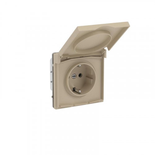 Розетка силовая KANT IP44 2P+E защ. шторки с крышкой ванильн. марципан DKC 7015013 фото 2