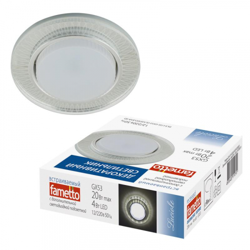 Светильник точечный декоративный DLS-L155 GX53 Glassy/Clear 3D GU5.3 встраив. доп. светодиод. подсветка 4Вт без лампы Fametto UL-00005320 Светильник точечный декоративный DLS-L155 GX53 Glassy/Clear 3D GU5.3 встраив. доп. светодиод. подсветка 4Вт без лампы Fametto UL-00005320