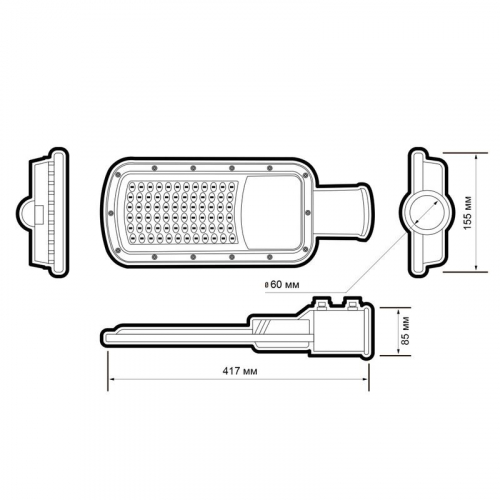 Светильник светодиодный PSL 07 80Вт 5000К IP65 180-260В AC ДКУ уличный JazzWay 5041073 фото 10
